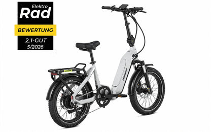 Kemoway Z3 City-E-Bike kompakt und fahrbereit aus der Drei-Viertel-Perspektive